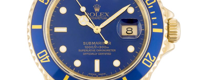 replica Rolex Submariner 18k Gold Blue dial Ceramic Bezel.