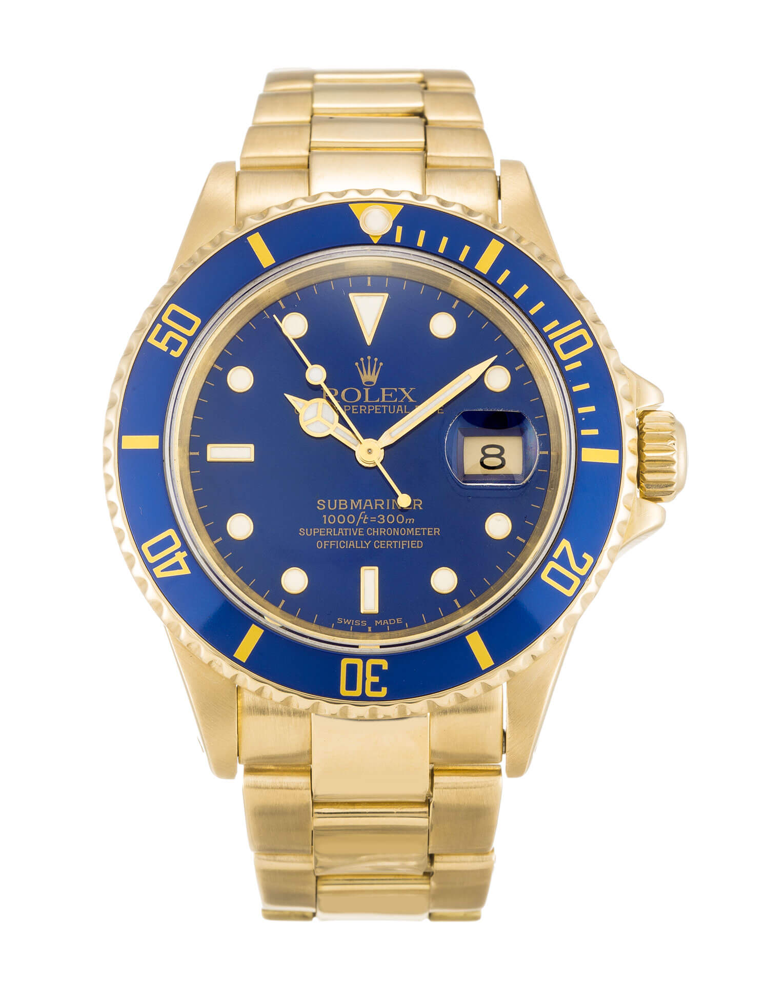 Replica Rolex Submariner 18k Gold Blue Dial Ceramic Bezel