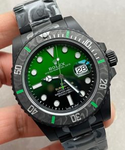 Alternative view of Replica Rolex Submariner DIW “Parakeet” DLC VSF 1:1 Best Edition Black/Green Dial on DLC Bracelet VS3135