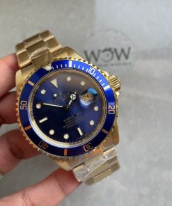 Replica Rolex Submariner 116618 LB Blue Ceramic YG Plated 904L Steel Clean Factory 1:1 Best Edition VS3135