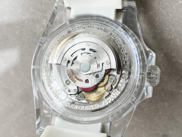 Replica Rolex Submariner Phantomlab Transparent 5GF Best Edition Blue Fruit Dial on White Rubber Strap VR3135 - Image 9